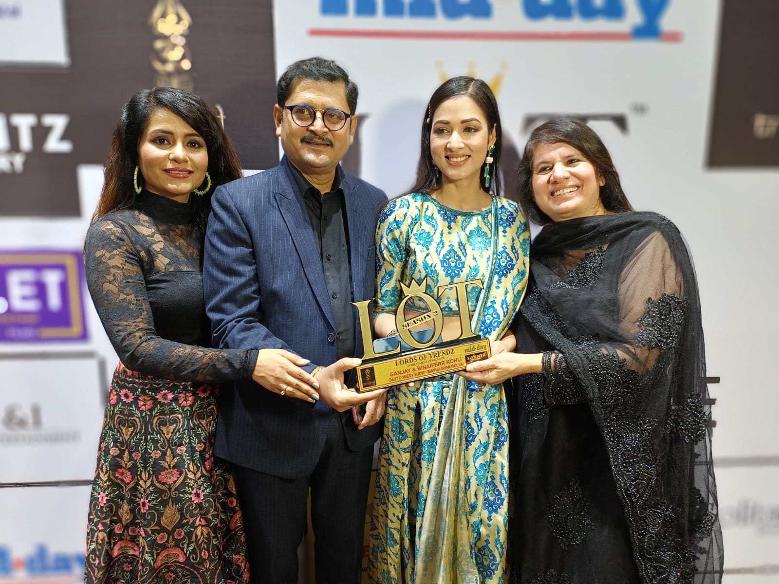 Rohitashv Gour, Mrs. Kohli, Vidisha and Charull are happy about receiving an award for the best comedy show that aired on Bhabiji Ghar Par Hai