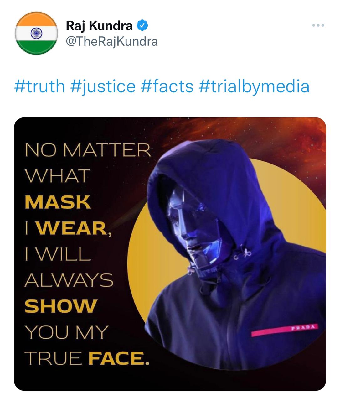 No matter what mask I wear, I will always show you my true face – Raj Kundra’s recent post on twitter gives an indirect direction to his much-talked-about conspiracy