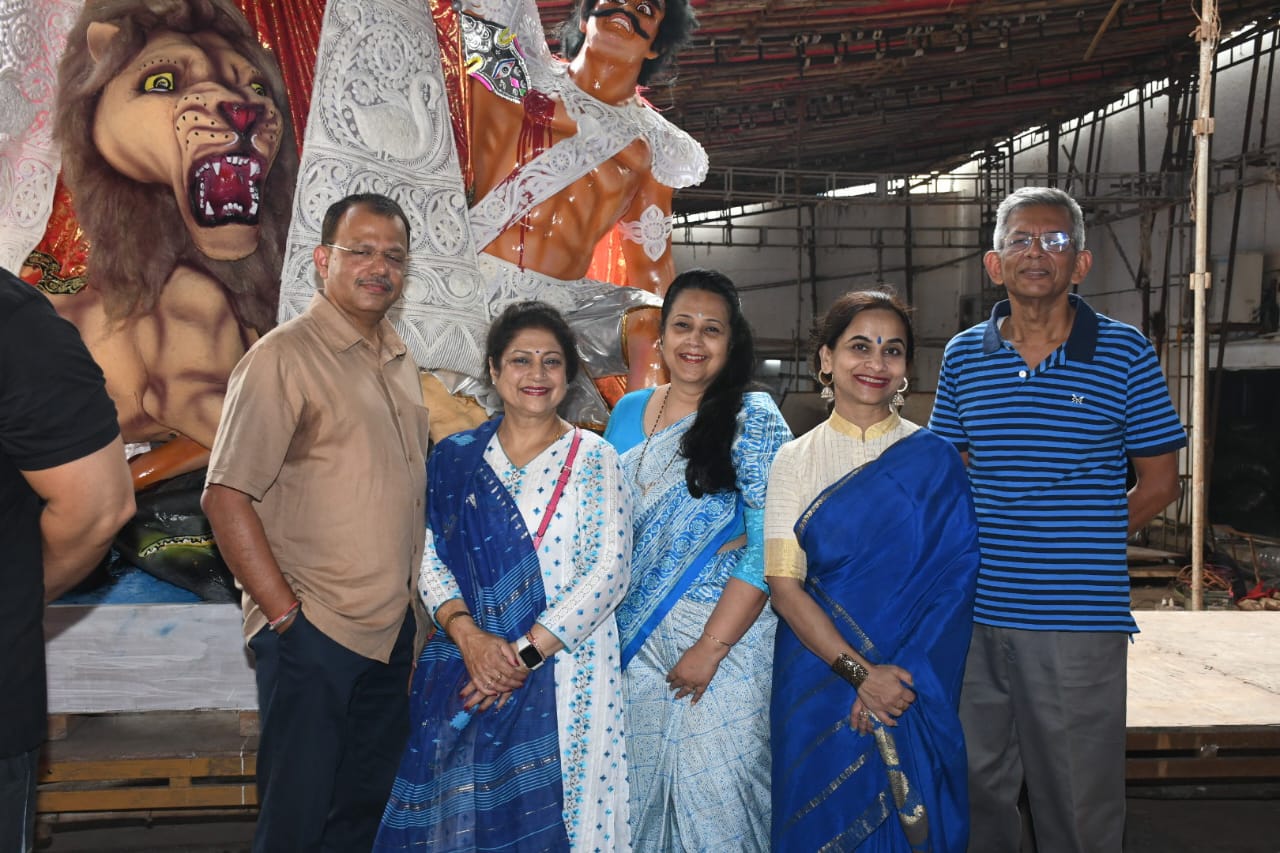 North Bombay Sarbojanin Durga Puja Samiti in their 75th year welcomes 11 ft tall eco- friendly protima of Durga Maa