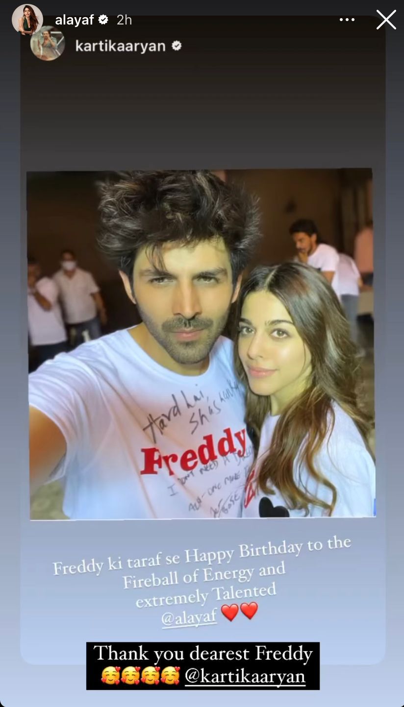 Freddy co-star Kartik Aaryan wishes Alaya F on her birthday, calls her  ‘Fireball of Energy and extremely Talented’!