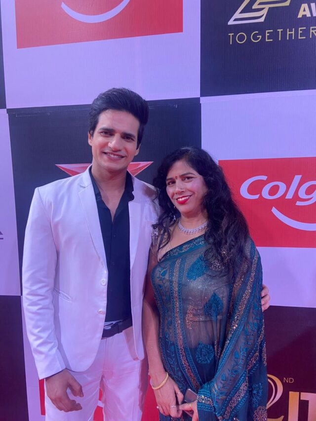 Actor Aashish Bharadwaj dazzled in a white suit alongside his mother at the 22nd ITA Awards