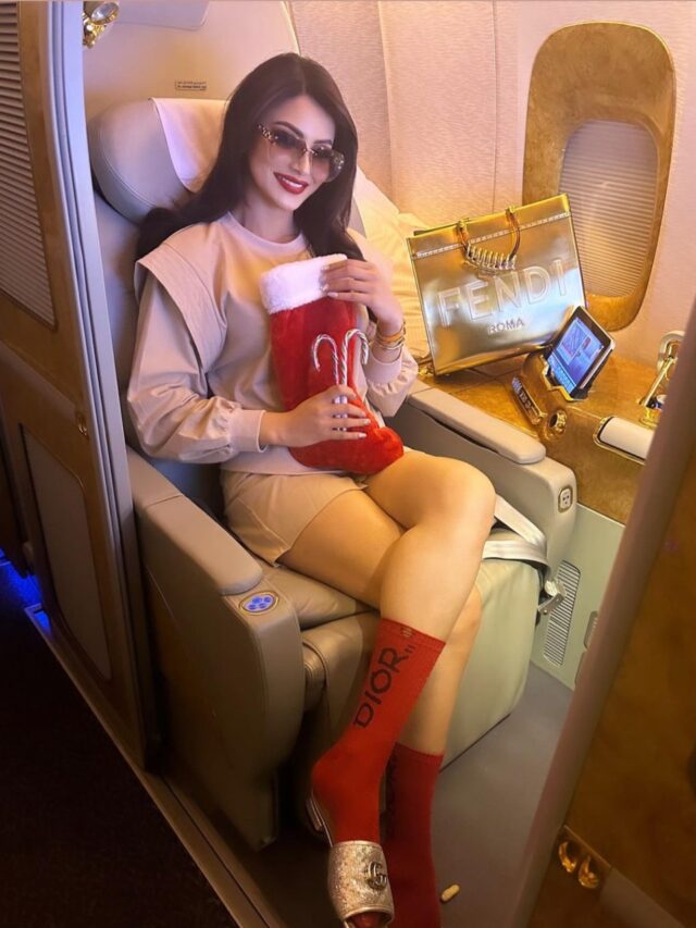 "Urvashi Rautela wished everyone a very special message, saying, "Dear Santa, is it too late now to say sorry?"