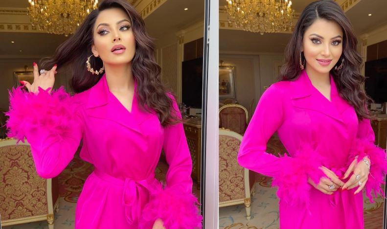 Urvashi Rautela Mesmerizes Fans with her Notched-Neck Magenta Dress