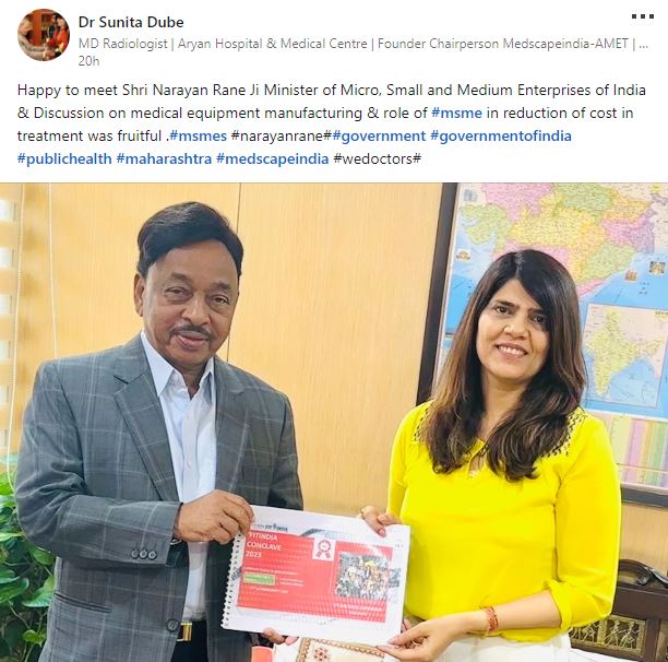 Dr Sunita Dube’s Post, Empowering MSMEs in Medical Equipment Manufacturing: A Path to Affordable Healthcare