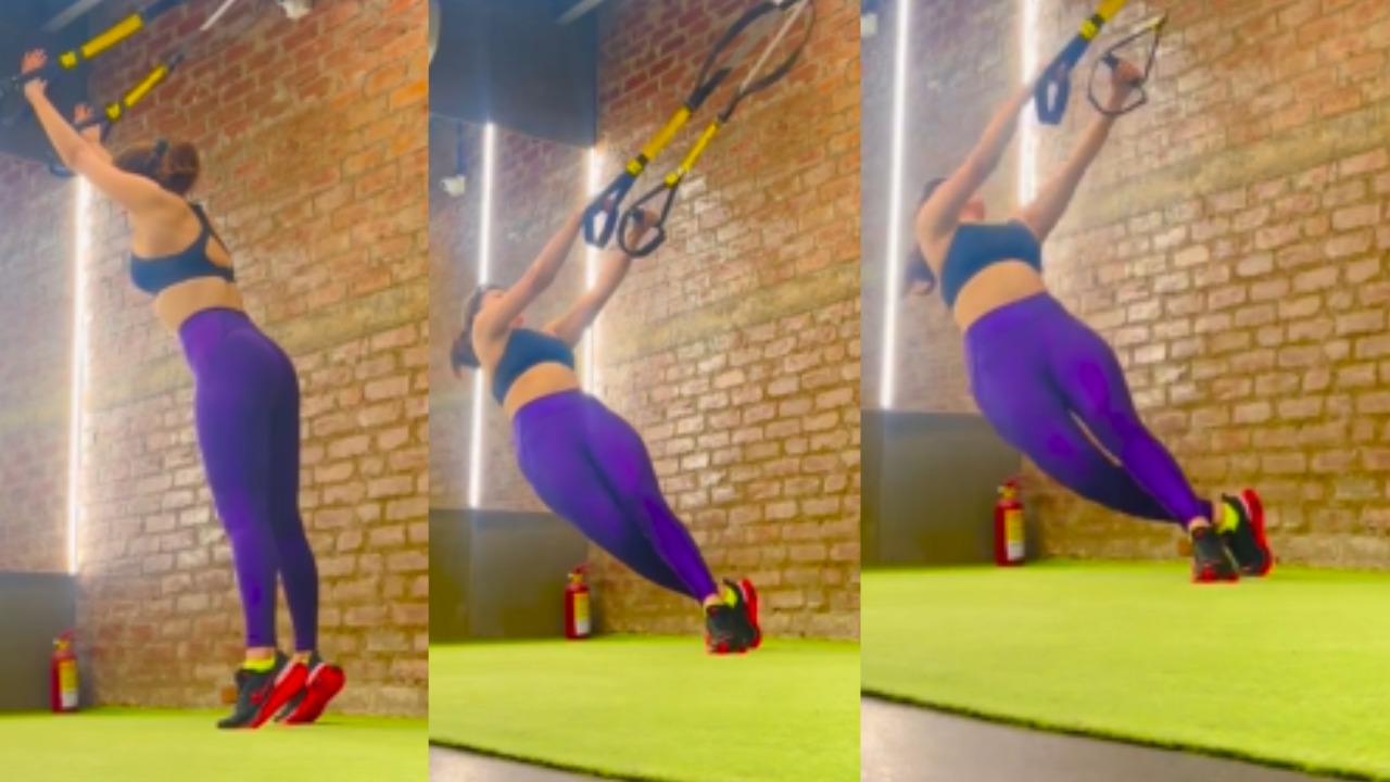 Urvashi Rautela Inspires with Power-Packed Standing Criss-Cross Body TRX Workout
