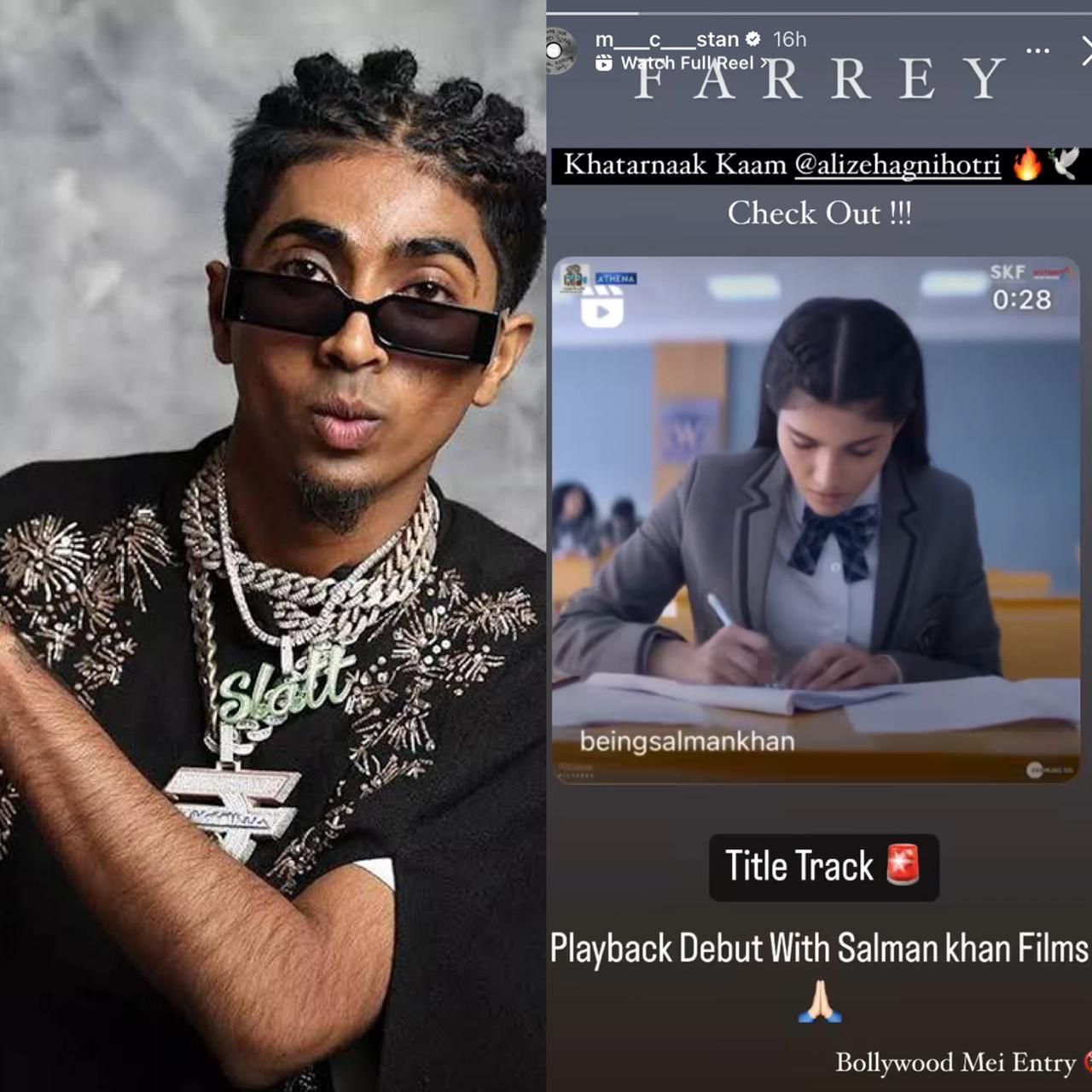 MC Stan Makes Playback Singing Debut with 'Farrey' Title Track Praising Alizeh's Performance