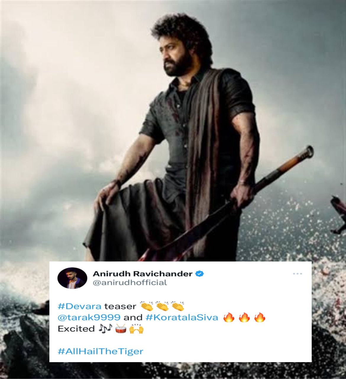 Anirudh Ravichander praises Man of Masses NTR Jr’s Devara upcoming action-drama teaser