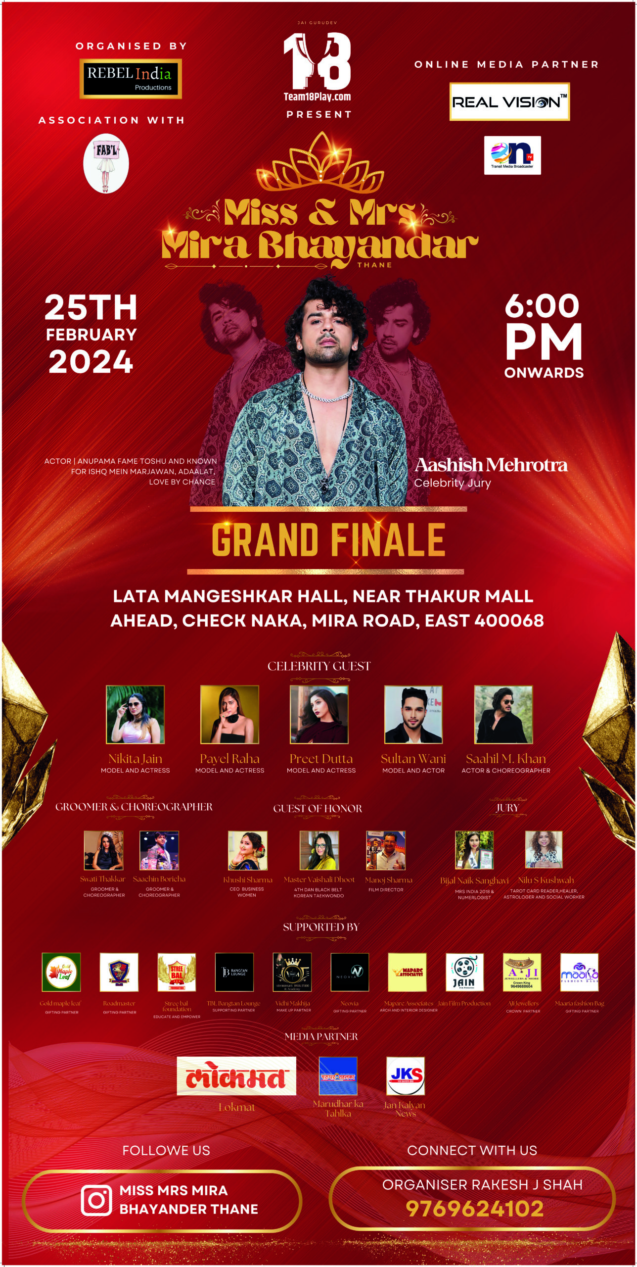 Paritosh Aka Aashish Mehrotra to Grace Miss and Mrs Mira Bhayandar 2024 Fashion Show