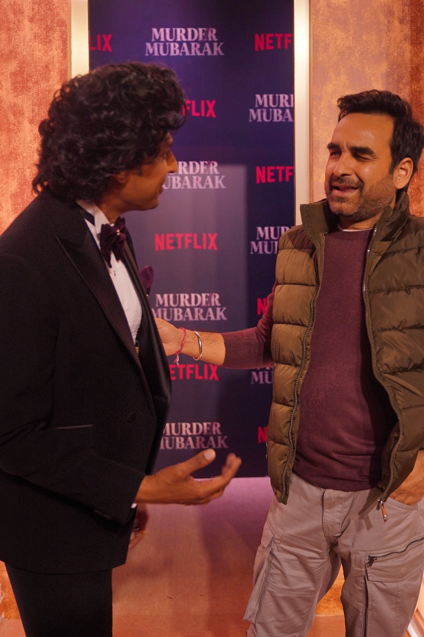 Sachin V Kumbhar is 'awe-inspired' by legendary Pankaj Tripathi while hosting the trailer launch of Netflix’s Murder Mubarak, check out the captivating moment