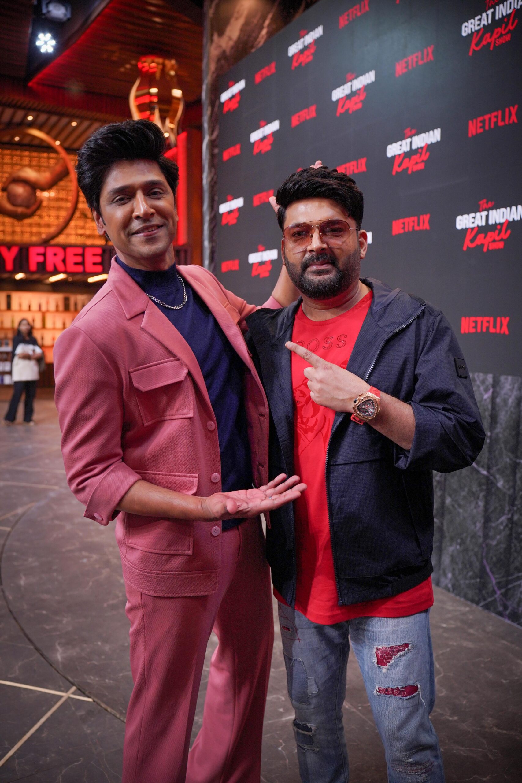 Sachin V Kumbhar spotted in his element on the sets of 'The Great Indian Kapil Show' with Kapil Sharma Sunil Grover, Kiku Sharda, Krushna Abhishek, Archana Puran Singh, & Rajiv Thakur, had a blast hosting the first episode promo reveal for the show