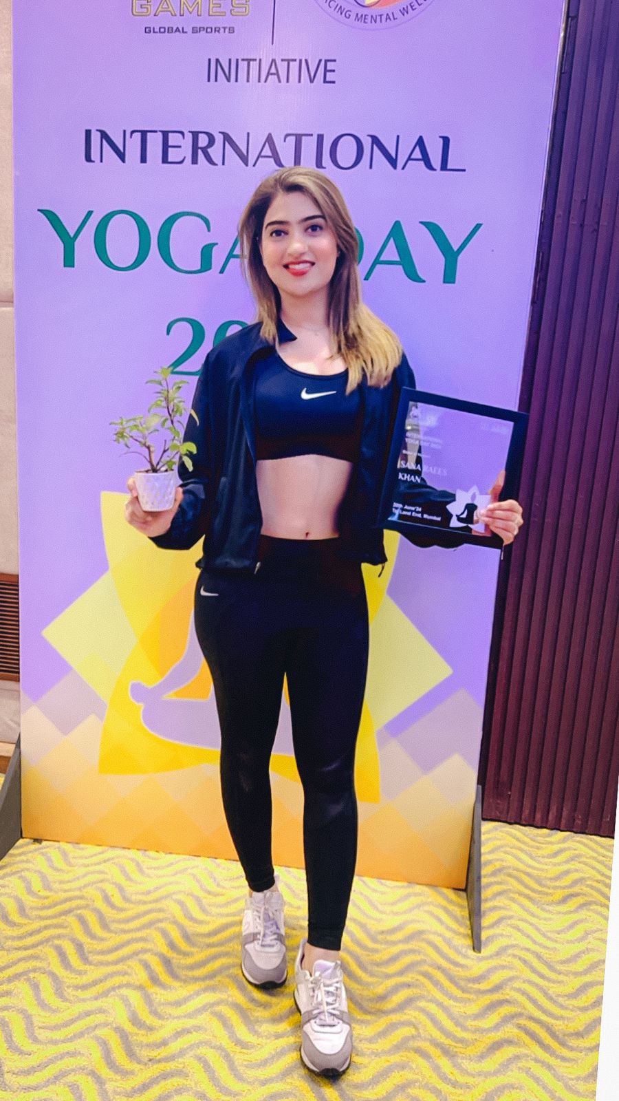 Proud Moment: Sana Raees Khan wins 'Fitness Icon Of The Year' award at an International Yoga Day event on 20th June, shares important tips and suggestions to enhance your fitness game