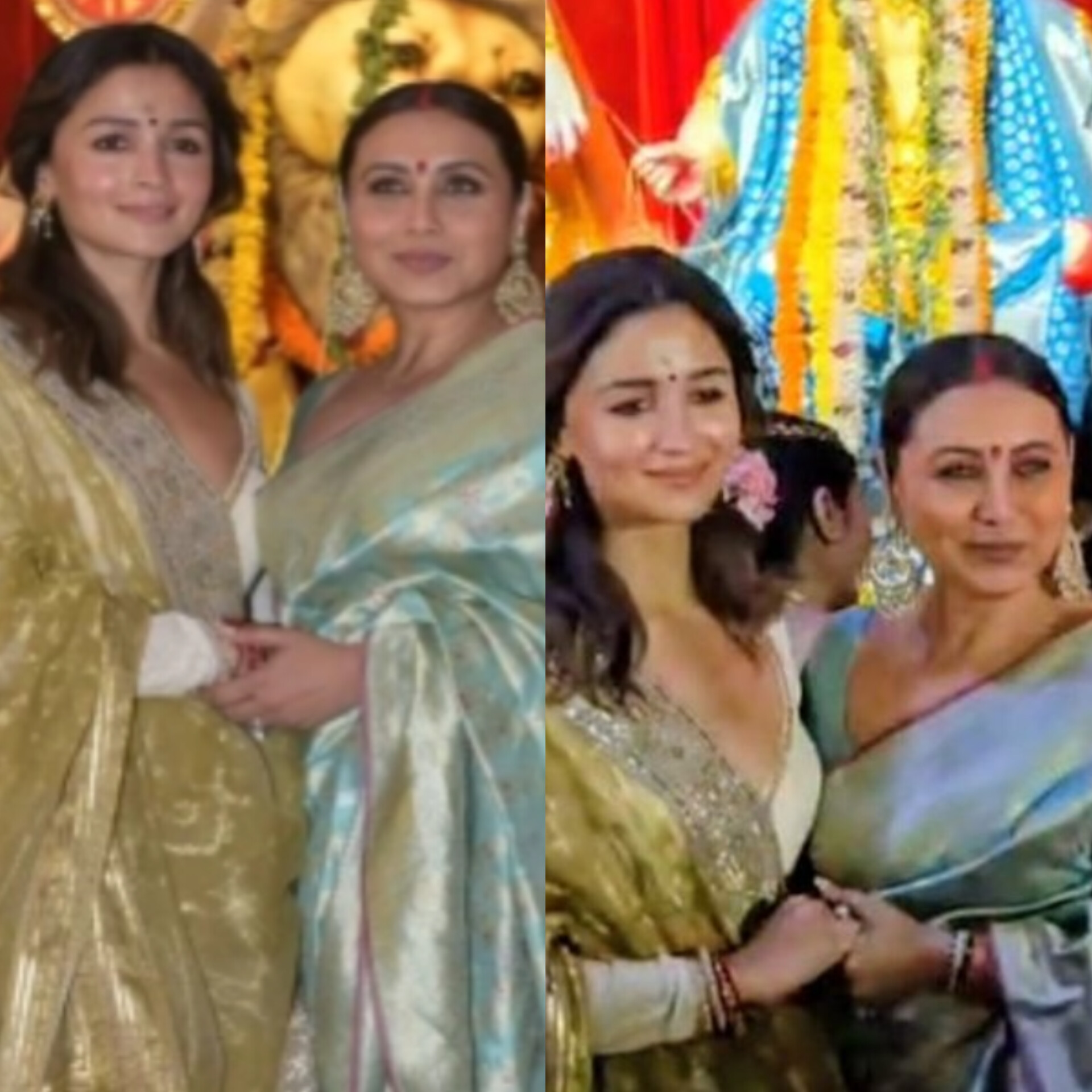 Alia Bhatt Steals the Show in Traditional Saree at Rani Mukerji and Kajol’s Durga Puja Pandal